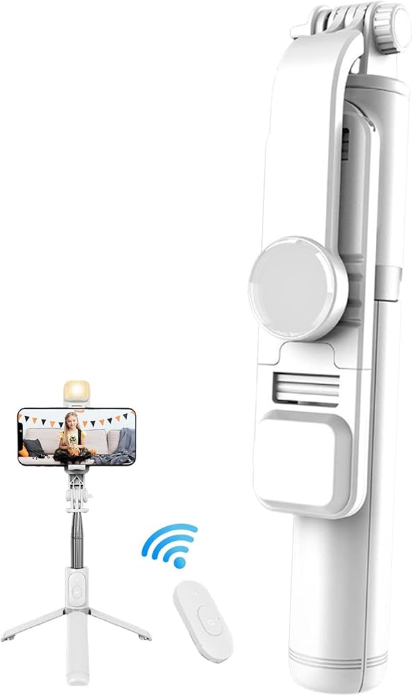 R1S Bluetooth Selfie Stick Tripod with Remote and Light