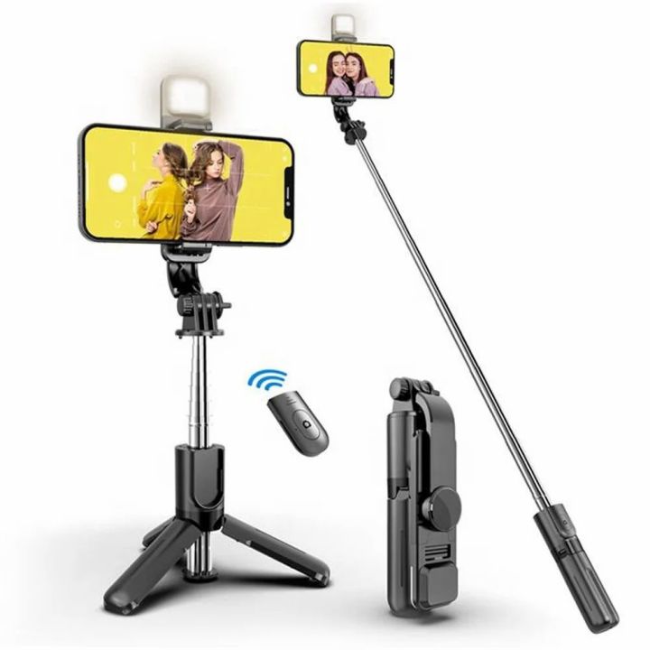 R1S Bluetooth Selfie Stick Tripod with Remote and Light