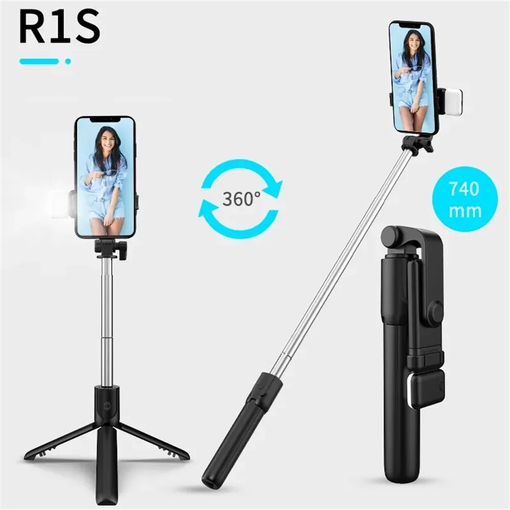 R1S Bluetooth Selfie Stick Tripod with Remote and Light