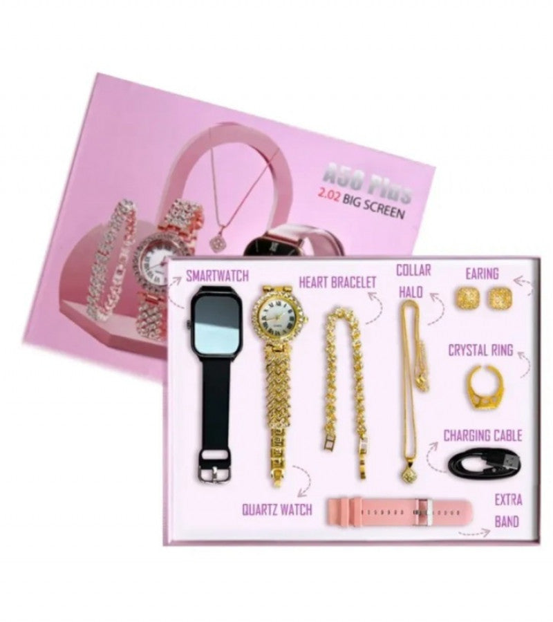 Smart Watch - A58 Plus Smart Watch With Jewelry - Watch For Girl - Fitness Tracker, Blood Pressure Monitor Smart Watch